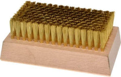 Made in USA - 3/4" Bristle Length, Brass Cleaning & Finishing Brush - 4-1/4" Long x 2-1/2" Wide Head, 4-1/4" OAL, Hardwood Block - Eagle Tool & Supply