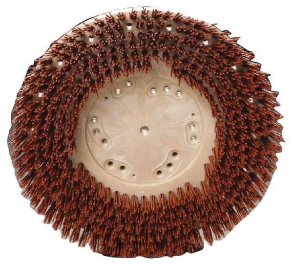 Made in USA - 16" Diam Floor Brush - 14" Machine, 1-1/2" Trim Length, Orange Pad, Nylon - Eagle Tool & Supply