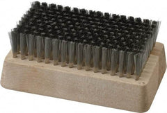 Made in USA - 3/4" Bristle Length, Stainless Steel Cleaning & Finishing Brush - 4-1/4" Long x 2-1/2" Wide Head, 4-1/4" OAL, Hardwood Block - Eagle Tool & Supply