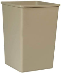 Rubbermaid - 35 Gal Beige Square Trash Can - Polyethylene, 27-5/8" High x 19-1/2" Long x 19-1/2" Wide - Eagle Tool & Supply