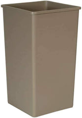 Rubbermaid - 50 Gal Beige Square Trash Can - Polyethylene, 34-1/4" High x 19-1/2" Long x 19-1/2" Wide - Eagle Tool & Supply