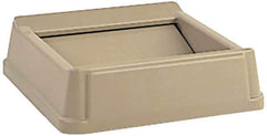 Rubbermaid - Square Lid for Use with 35 & 50 Gal Square Trash Cans - Beige, High-Impact Polystyrene, For Untouchable Trash Cans - Eagle Tool & Supply