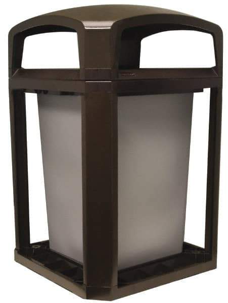 Rubbermaid - 35 Gal Brown Square Trash Can - Polycarbonate, 40" High x 26" Long x 26" Wide - Eagle Tool & Supply