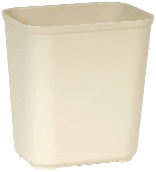 Rubbermaid - 28 Qt Beige Rectangle Trash Can - Fiberglass, 15-5/16" High x 14-1/2" Long x 10-1/2" Wide - Eagle Tool & Supply