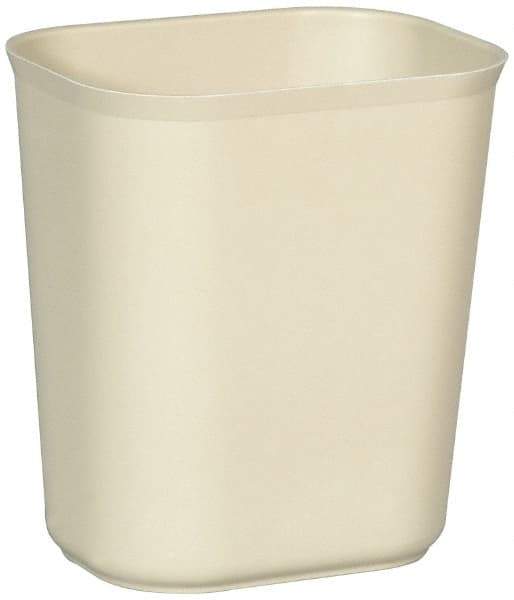 Rubbermaid - 14 Qt Beige Rectangle Trash Can - Fiberglass, 12-1/4" High x 11-1/8" Long x 8-1/4" Wide - Eagle Tool & Supply