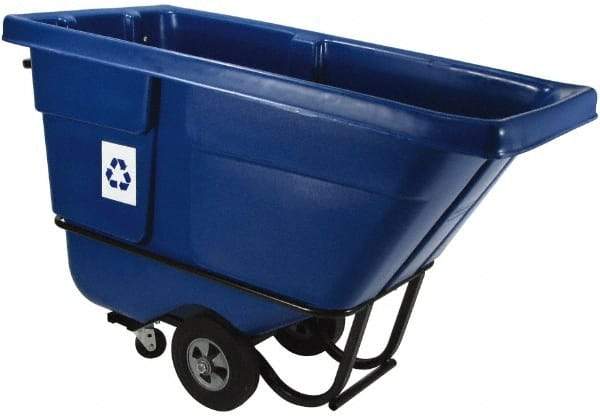 Rubbermaid - 1/2 Cu Yd Blue Rectangle Recycling Container - Polyethylene, 38-5/8" High x 60-1/2" Long x 28" Wide - Eagle Tool & Supply