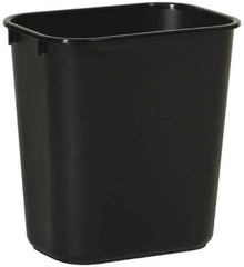 Rubbermaid - 14 Qt Black Rectangle Trash Can - Polyethylene, 12-1/8" High x 11-3/8" Long x 8-1/4" Wide - Eagle Tool & Supply