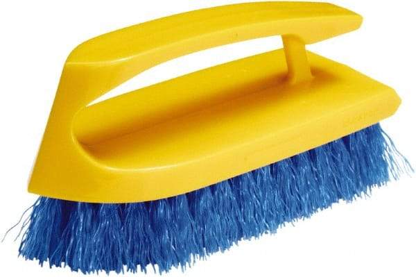 Rubbermaid - 1" Bristle Length, Synthetic Scrub Brush - 6" OAL, Easy Grip Handle, Blue, Plastic Block - Eagle Tool & Supply