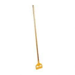 Rubbermaid - 60" Hardwood Quick Connect Mop Handle - 1 to 1-1/4" Wet Mop Head Band, Plastic Connector, Use with Wet Mops - Eagle Tool & Supply