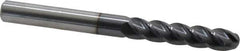 Accupro - 3/8" Diam, 1-3/4" LOC, 4 Flute Solid Carbide Ball End Mill - AlTiN Finish, Single End, 4" OAL, 3/8" Shank Diam, Spiral Flute - Eagle Tool & Supply