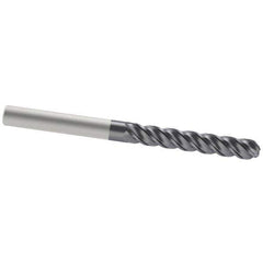 Accupro - 1/2" Diam, 3" LOC, 4 Flute Solid Carbide Ball End Mill - AlTiN Finish, Single End, 6" OAL, 1/2" Shank Diam, Spiral Flute - Eagle Tool & Supply