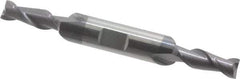 Accupro - 1/4", 5/8" LOC, 3/8" Shank Diam, 3" OAL, 2 Flute, Solid Carbide Square End Mill - Double End, AlTiN Finish, Spiral Flute, 40° Helix, Centercutting, Right Hand Cut, Right Hand Flute - Eagle Tool & Supply