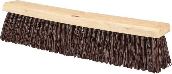 PRO-SOURCE - 18" Heavy Duty Polypropylene Push Broom - 3-1/4" Bristle Length, Wood Block, Threaded Handle Connection, Handle Sold Separately - Eagle Tool & Supply