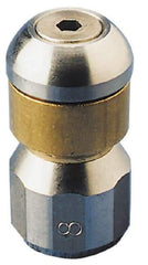 PRO-SOURCE - 3,000 psi Rotating, Stainless Steel, Sewer Pressure Washer Nozzle - 5.5mm Orifice Diam, 1/8" Thread, FPT, Polished - Eagle Tool & Supply