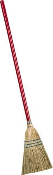 PRO-SOURCE - 38" OAL Corn Bristle Lobby Broom - 26" Handle Length, Wood Handle, 6-1/2" Wide - Eagle Tool & Supply