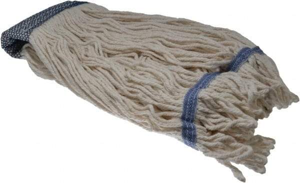 PRO-SOURCE - 5" White Head Band, Large Blended Fiber Large #24 Loop End Mop Head - 4 Ply, Clamp Jaw Connection, Use for General Purpose - Eagle Tool & Supply