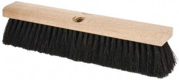 PRO-SOURCE - 14" General Purpose Horsehair Push Broom - 3" Bristle Length, Wood Block, Threaded Handle Connection, Handle Sold Separately - Eagle Tool & Supply