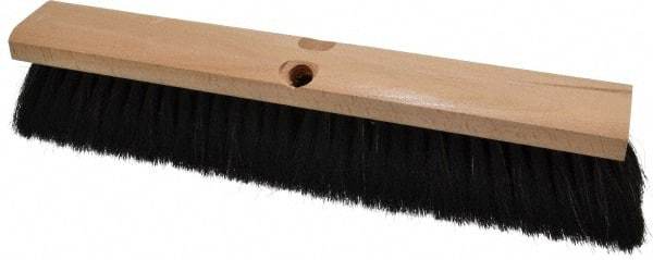 PRO-SOURCE - 16" General Purpose Horsehair Push Broom - 3" Bristle Length, Wood Block, Threaded Handle Connection, Handle Sold Separately - Eagle Tool & Supply