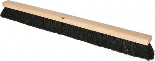 PRO-SOURCE - 36" General Purpose Horsehair Push Broom - 3" Bristle Length, Wood Block, Threaded Handle Connection, Handle Sold Separately - Eagle Tool & Supply