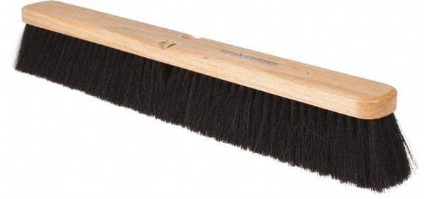 PRO-SOURCE - 24" General Purpose Horsehair Blend Push Broom - 3" Bristle Length, Wood Block, Threaded Handle Connection, Handle Sold Separately - Eagle Tool & Supply