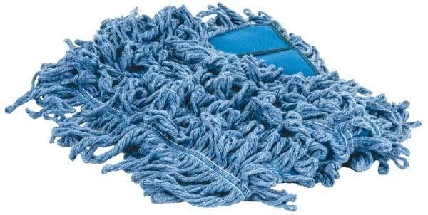 PRO-SOURCE - 24" Long x 5" Wide Yarn Blend Dust Mop Head - Snap-On, Blue, Looped Head - Eagle Tool & Supply