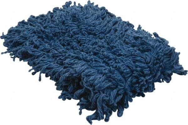 PRO-SOURCE - 36" Long x 5" Wide Yarn Blend Dust Mop Head - Snap-On, Blue, Looped Head - Eagle Tool & Supply