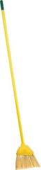 PRO-SOURCE - 8" Wide, Yellow Polypropylene Bristles, Vinyl-Coated Metal Handle, Angled Broom - Flagged, Water Resistant - Eagle Tool & Supply