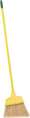 PRO-SOURCE - 12" Wide, Yellow Polypropylene Bristles, Vinyl-Coated Metal Handle, Angled Broom - Flagged, Water Resistant - Eagle Tool & Supply