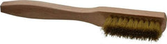 PRO-SOURCE - 8" OAL, Brass Utility Brush - 5/8" Bristle Length, 1-1/2" Long x 1/2" Wide Head, Straight Hardwood Handle - Eagle Tool & Supply