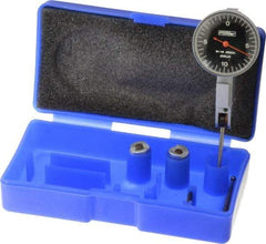 Fowler - 0.02 Inch Range, 0.0005 Inch Dial Graduation, Horizontal Dial Test Indicator - 1 Inch Black Dial, 0-10-0 Dial Reading - Eagle Tool & Supply