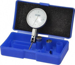 Fowler - 0.02 Inch Range, 0.0005 Inch Dial Graduation, Horizontal Dial Test Indicator - 1-1/2 Inch White Dial, 0-10-0 Dial Reading - Eagle Tool & Supply
