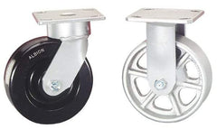 Albion - 5" Diam x 2" Wide x 6-1/2" OAH Top Plate Mount Rigid Caster - Phenolic, 1,000 Lb Capacity, Roller Bearing, 4 x 4-1/2" Plate - Eagle Tool & Supply