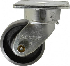 Albion - 4" Diam x 1-1/2" Wide x 5-5/8" OAH Top Plate Mount Swivel Caster - Drop Forged, 1,400 Lb Capacity, Roller Bearing, 4 x 4-1/2" Plate - Eagle Tool & Supply