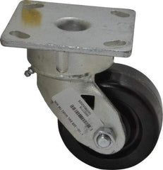 Albion - 4" Diam x 2" Wide x 5-5/8" OAH Top Plate Mount Swivel Caster - Phenolic, 800 Lb Capacity, Roller Bearing, 4 x 4-1/2" Plate - Eagle Tool & Supply