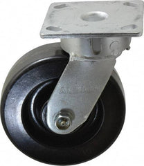 Albion - 6" Diam x 2" Wide x 7-1/2" OAH Top Plate Mount Swivel Caster - Phenolic, 1,200 Lb Capacity, Roller Bearing, 4 x 4-1/2" Plate - Eagle Tool & Supply
