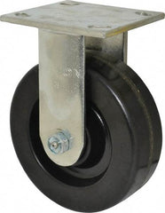 Albion - 6" Diam x 2" Wide x 7-1/2" OAH Top Plate Mount Rigid Caster - Phenolic, 1,200 Lb Capacity, Roller Bearing, 4 x 4-1/2" Plate - Eagle Tool & Supply