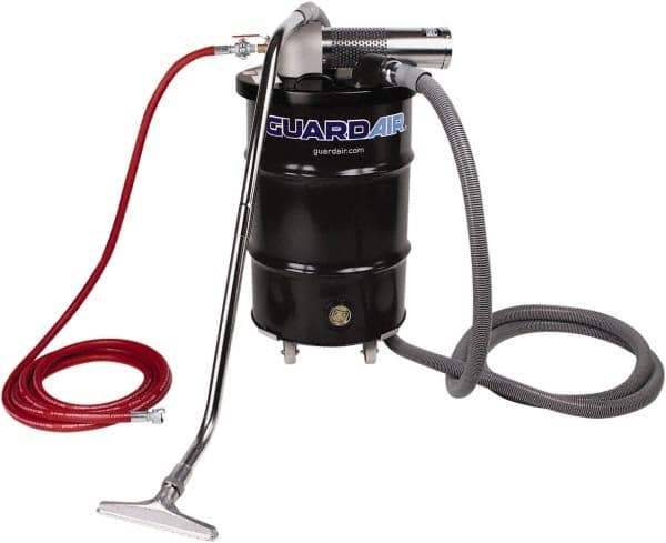 Guardair - 30 Gal Steel Tank, Air Powered Pneumatic Canister Wet/Dry Vacuum - 10 Peak hp, 20' Hose Fitting, Cartridge Filter, Accessories Included - Eagle Tool & Supply