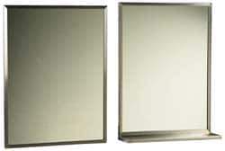 Made in USA - 18 Inch Wide x 24 Inch High, Theft Resistant Rectangular Glass Washroom Mirror - Stainless Steel Frame - Eagle Tool & Supply