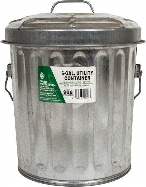 PRO-SOURCE - Galvanized Metal Pail with Lid - Galvanized Metal, 12-1/8" High - Eagle Tool & Supply