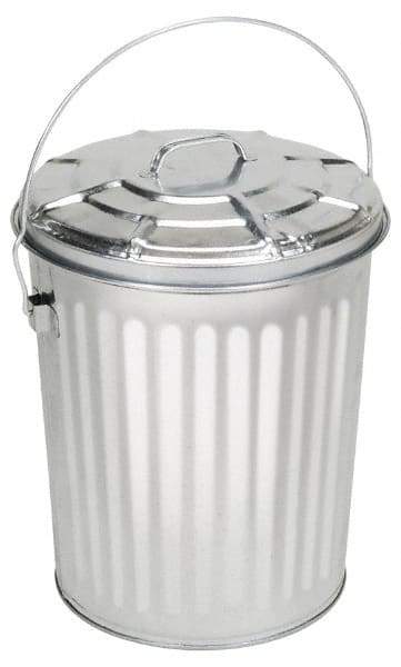 PRO-SOURCE - Galvanized Metal Pail with Lid - Galvanized Metal, 15-5/16" High - Eagle Tool & Supply