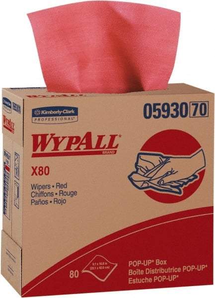 WypAll - Dry Shop Towel/Industrial Wipes - Pop-Up, 16-3/4" x 9" Sheet Size, Red - Eagle Tool & Supply