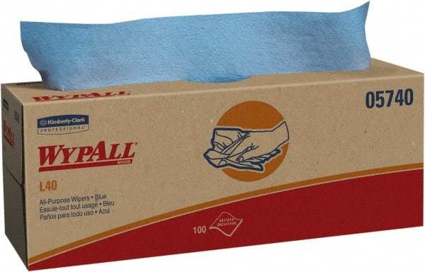 WypAll - L40 Dry General Purpose Wipes - Pop-Up, 9-3/4" x 16-3/8" Sheet Size, Blue - Eagle Tool & Supply