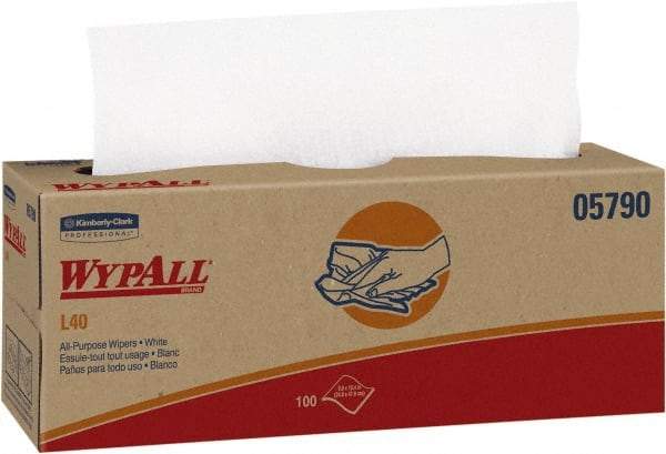 WypAll - L40 Dry General Purpose Wipes - Pop-Up, 9-3/4" x 16-3/8" Sheet Size, White - Eagle Tool & Supply