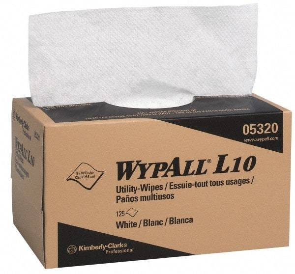 WypAll - Dry Shop Towel/Industrial Wipes - Pop-Up, 10-1/2" x 9" Sheet Size, White - Eagle Tool & Supply