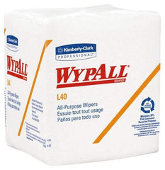 WypAll - L40 1/4 Fold General Purpose Wipes - Poly Pack, 12" x 12-1/2" Sheet Size, White - Eagle Tool & Supply