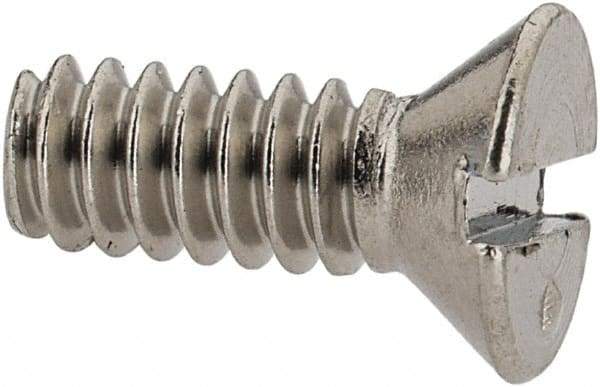 Value Collection - #6-32 UNC, 3/8" OAL Slotted Drive Machine Screw - Flat Head, Grade 316 Stainless Steel, Uncoated, Without Washer - Eagle Tool & Supply