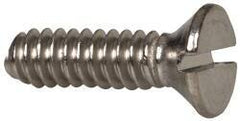 Value Collection - #6-32 UNC, 1/2" OAL Slotted Drive Machine Screw - Flat Head, Grade 316 Stainless Steel, Uncoated, Without Washer - Eagle Tool & Supply