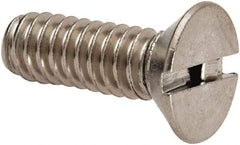 Value Collection - 1/4-20 UNC, 3/4" OAL Slotted Drive Machine Screw - Flat Head, Grade 316 Stainless Steel, Uncoated, Without Washer - Eagle Tool & Supply