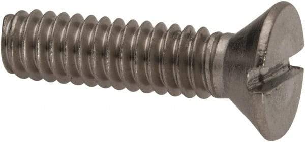 Value Collection - 1/4-20 UNC, 1" OAL Slotted Drive Machine Screw - Flat Head, Grade 316 Stainless Steel, Uncoated, Without Washer - Eagle Tool & Supply