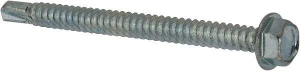 Value Collection - 1/4", Hex Washer Head, Hex Drive, 3" Length Under Head, #3 Point, Self Drilling Screw - Grade 1016-1024 Steel, Zinc-Plated Finish - Eagle Tool & Supply